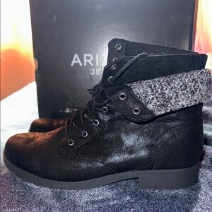 Arizona Jean Company Black and Gray Combat Moto Boots